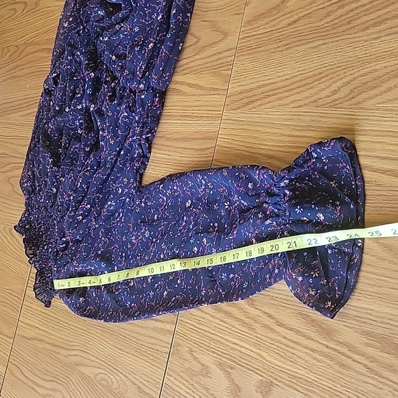 Boheewohee midi cowlneck raffle dress size large navy blue pink yellow - Picture 14 of 16